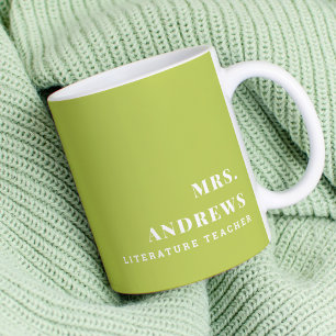 Modern Custom Name Green School Teacher Subject Coffee Mug