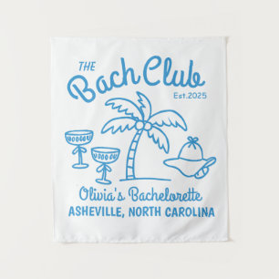 Modern Custom Name Island Date Bachelorette Blue  Tapestry