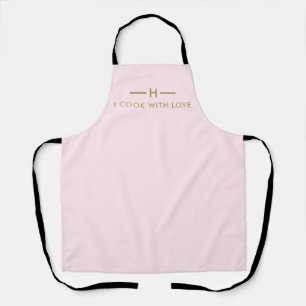 Modern Custom Name Letter With Text Golden Apron