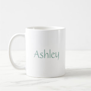 Modern Custom Name Light Blue and White Coffee Mug