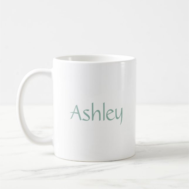 Modern Custom Name Light Blue and White Coffee Mug (Left)