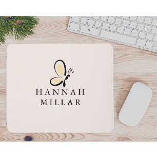Modern Custom Name Logo Blush Pink Minimalist Mouse Pad