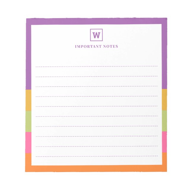 Modern Custom Name Monogram Student To Do List Notepad (Front)