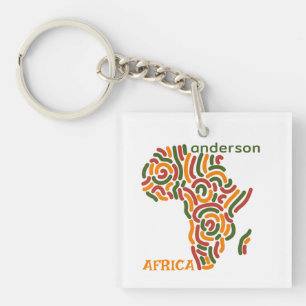 Modern Custom Name Pan Africa Flag Map Key Ring