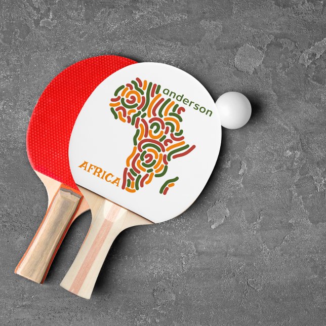 Modern Custom Name Pan Africa Flag Map Ping Pong Paddle (Modern Custom name Africa Map ping pong paddle)
