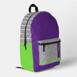 Modern Custom Name Purple Green   Personalised  Printed Backpack
