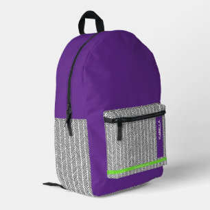 Modern Custom Name Purple   Personalised  Printed Backpack
