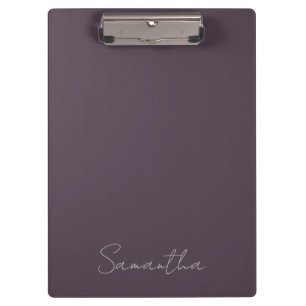 Modern Custom Name Purple Taupe Clipboard