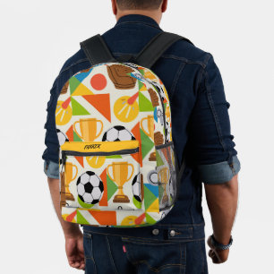 Modern Custom Name Soccer Football Pattern Printed Backpack