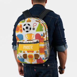 Modern Custom Name Soccer Football Pattern Printed Backpack