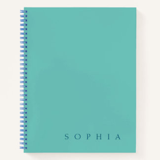 Modern Custom Name Teal and Blue Notebook
