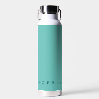 Modern Custom Name Teal and Blue Water Bottle