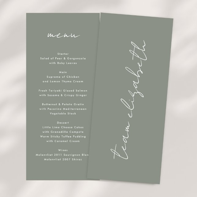 Modern Custom Names Sage Green White Wedding Games Menu (Creator Uploaded)