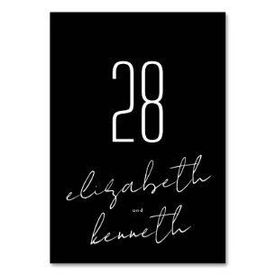 Modern Custom Names Tuxedo Onyx Wedding Table Number