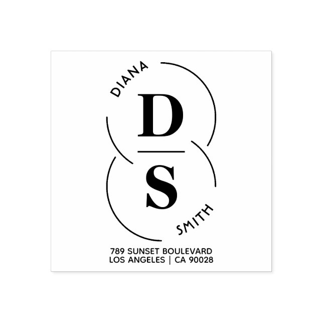 Modern Custom Names Wedding Return Address Rubber Stamp (Imprint)