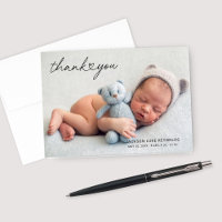 Modern Custom Newborn Baby Photo Heart Script