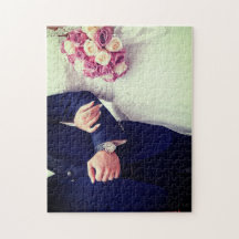 Modern Custom Newlywed Chic Wedding Couple Photo