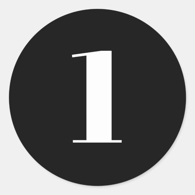 Modern Custom number, age, black white Classic Round Sticker (Front)
