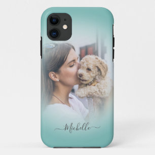 Modern Custom  One Photo Teal Gradient  iPhone Cas Case-Mate iPhone Case