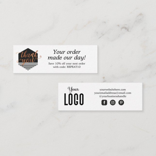 Modern Custom Order Thank You Card (Front/Back)
