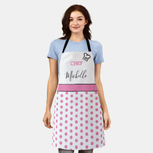 Modern Custom Personalised Chef Name Polka Dots Apron