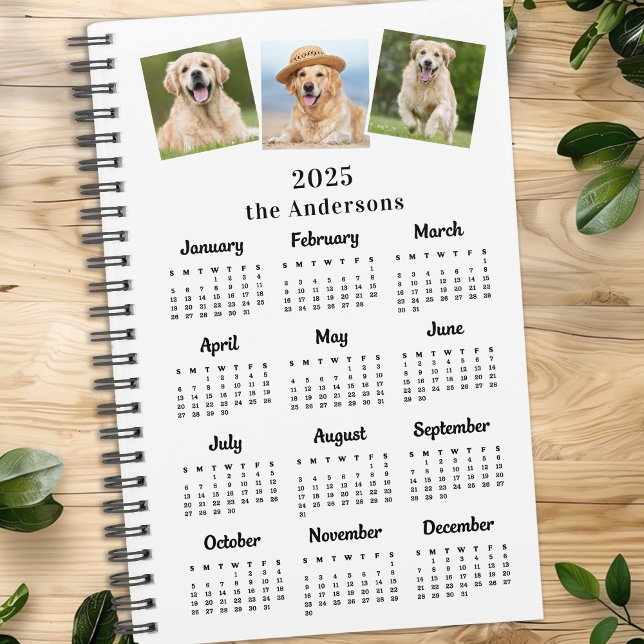Modern Custom Pet Dog 3 Photo 2026 Calendar Planner (Creator Uploaded)