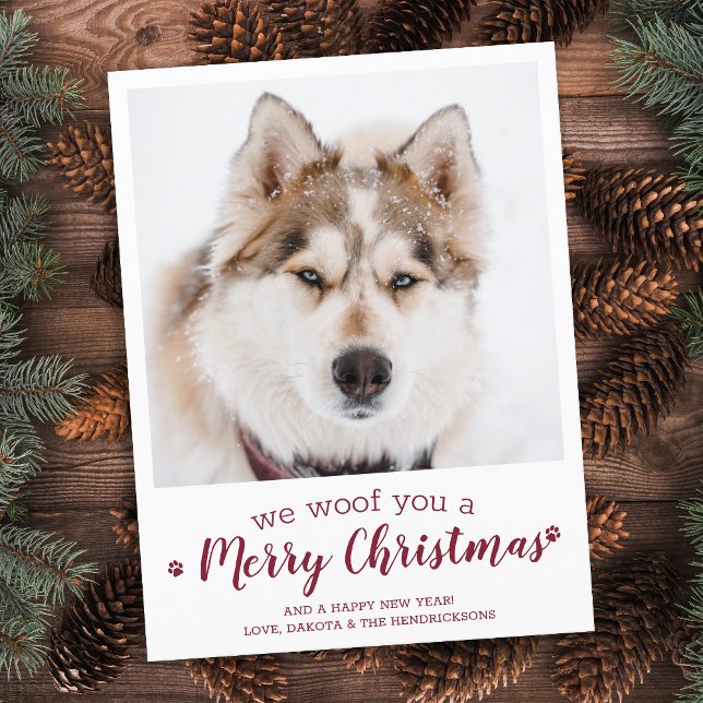 Modern Custom Pet Photo Dog Lover Merry Christmas Holiday Postcard (Creator Uploaded)