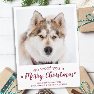 Modern Custom Pet Photo Dog Lover Merry Christmas Postcard
