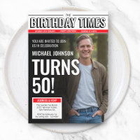 Modern Custom Photo 50th Birthday Newspaper Cover