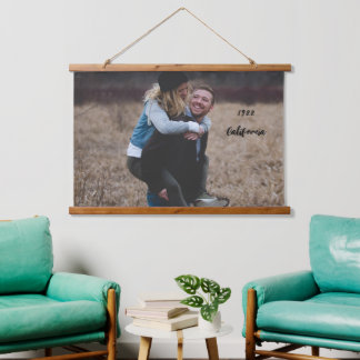 Modern custom photo and text keepsake nature hanging tapestry
