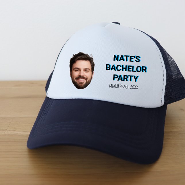 Modern Custom Photo Bachelor Party Groomsmen Gift  Trucker Hat (Creator Uploaded)