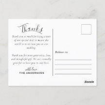 Modern Custom Photo Black & White Wedding Thankyou