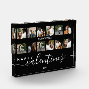 Modern Custom Photo Collage Couples Valentines Day Block