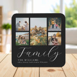 Modern Custom Photo Collage Elegant Script Family Coaster<br><div class="desc">Create your own custom coasters,  simply add your favourite pictures for a personalised family coaster.</div>