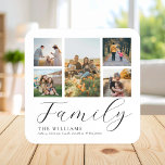 Modern Custom Photo Collage Elegant Script Family Coaster<br><div class="desc">Create your own custom coasters,  simply add your favourite pictures for a personalised family coaster.</div>