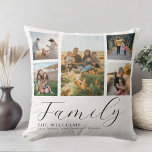 Modern Custom Photo Collage Elegant Script Family Cushion<br><div class="desc">Create your own custom photo pillow,  simply add your favourite pictures for a personalised family throw pillow.</div>