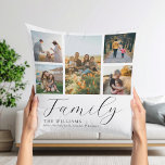 Modern Custom Photo Collage Elegant Script Family Cushion<br><div class="desc">Create your own custom photo pillow,  simply add your favourite pictures for a personalised family throw pillow.</div>