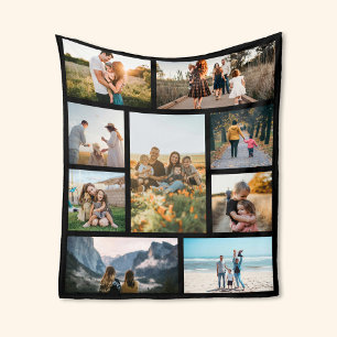 Modern Custom Photo Collage Family Personalised Fleece Blanket