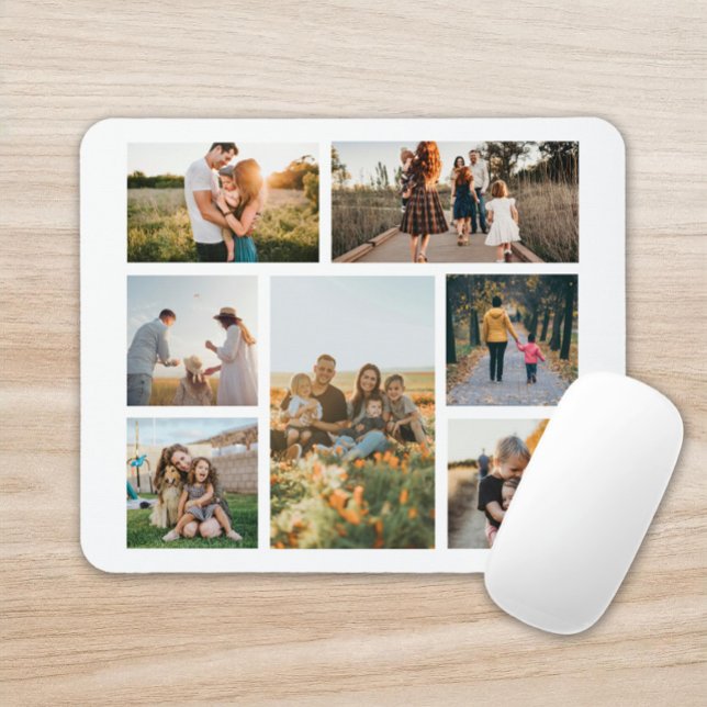 Modern Custom Photo Collage Family Personalised Mouse Pad (Creator Uploaded)
