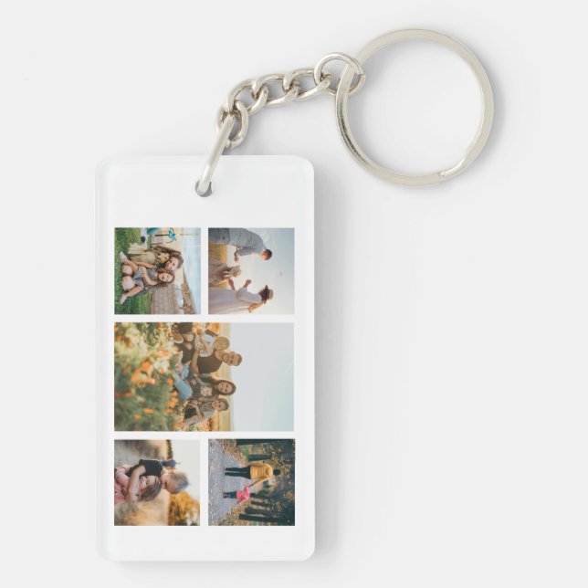 Modern Custom Photo Collage Key Ring (Back)