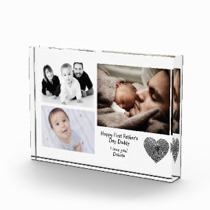 Modern Custom Photo Collage Love You Daddy Block