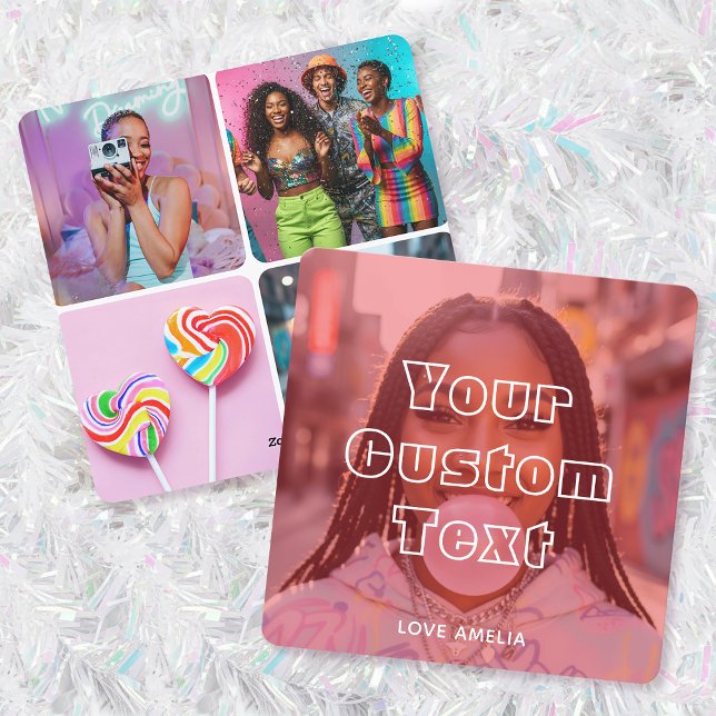 Modern Custom Photo Collage Text Cute Retro Red Holiday Card (Creator Uploaded)