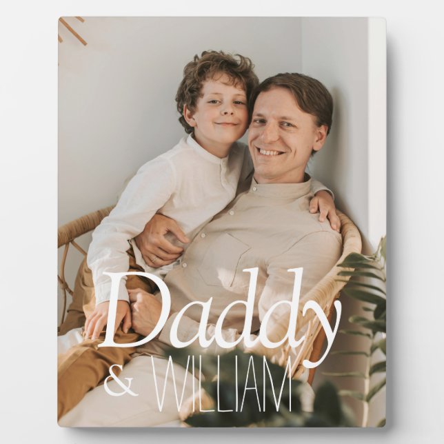 Modern Custom Photo Daddy & Baby Name Keepsake Plaque (Front)