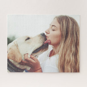 Modern Custom Photo Dog Kisses Jigsaw Puzzle