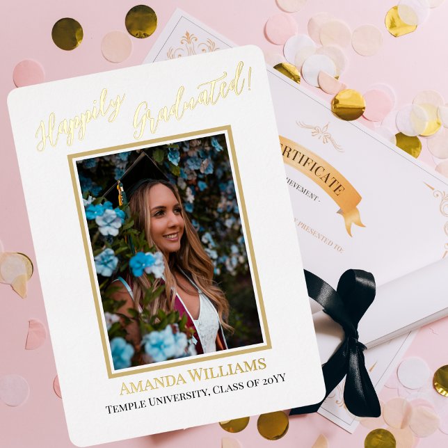 Modern,Custom Photo, Gold Graduation Invitation (Creator Uploaded)