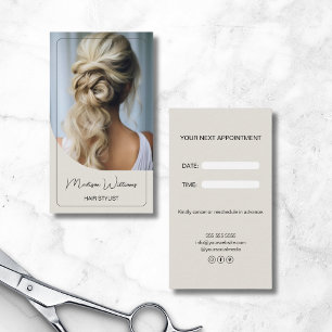 Modern Custom Photo Hair Stylist Appointment Card