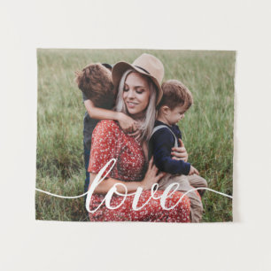 Modern Custom Photo Love Script Tapestry