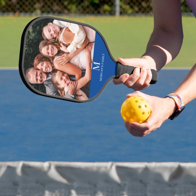 Modern custom Photo Monogram Name Pickleball Paddl Pickleball Paddle (Insitu)