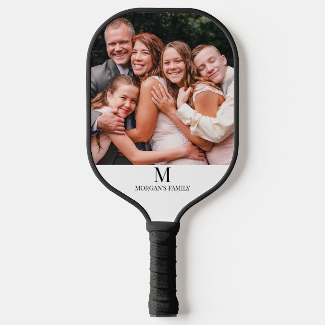 Modern custom Photo Monogram Name Pickleball Paddl Pickleball Paddle (Front)