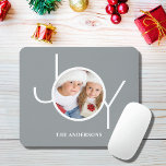 Modern Custom Photo  Mouse Pad<br><div class="desc">This modern Photo Mouse Pad s decorated with the word JOY in white on a stylish gray background.
Easily customizable with your photo and name.</div>